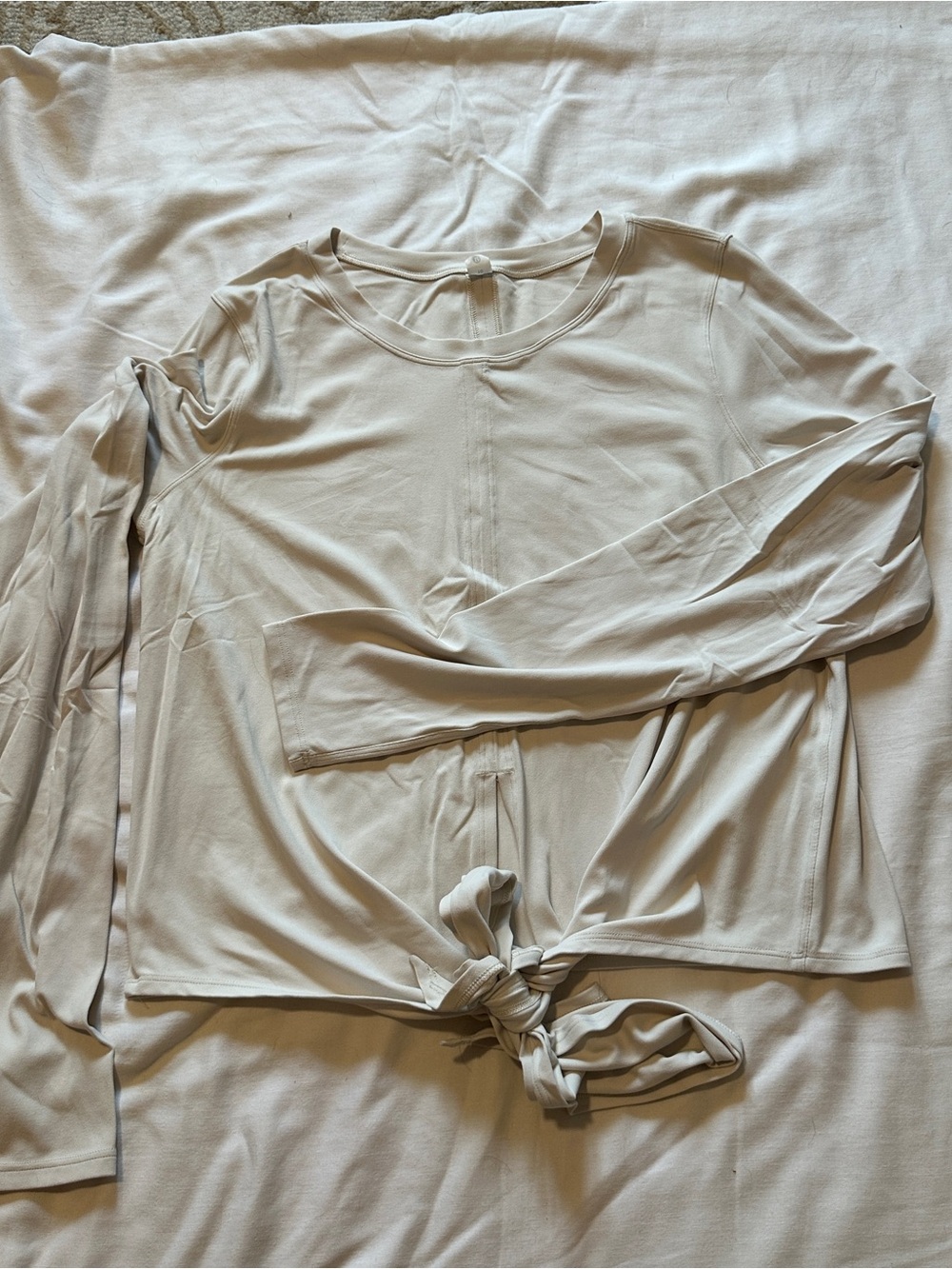 lululemon athletica Light Ivory Long Sleeve Tie-Front Top